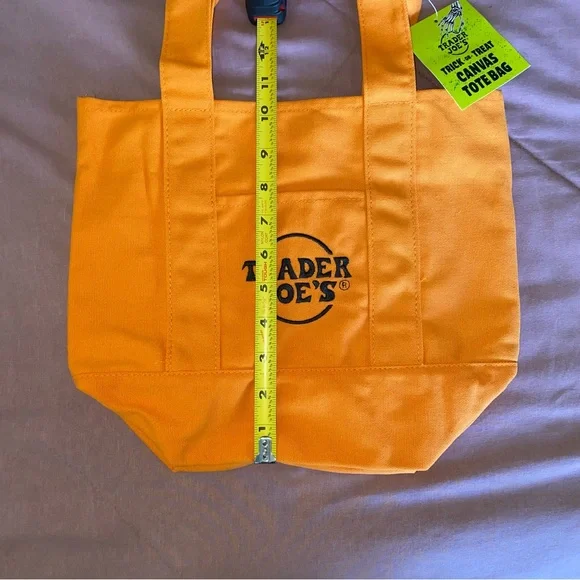 NWT TRADER JOE'S Orange Canvas Tote Bag - Picture 3 of 3